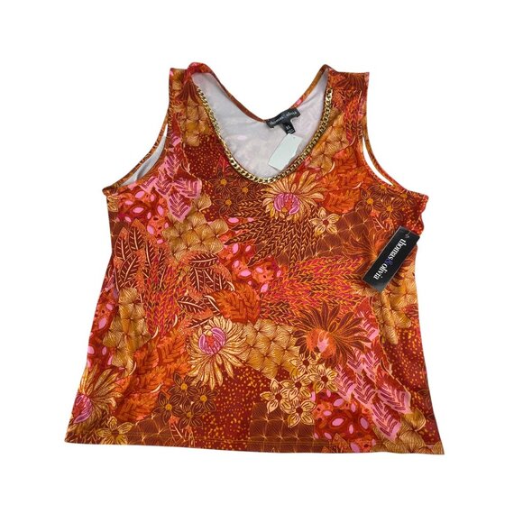 Thomas & Olivia Burnt Orange Floral Tank Top with Chain Detail Size S NWT - Picture 4 of 6